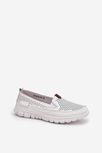 Perforated Ballet Flats Made Of Natural Leather Vinceza 95336 White 2