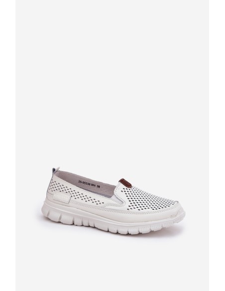 Perforated Ballet Flats Made Of Natural Leather Vinceza 95336 White