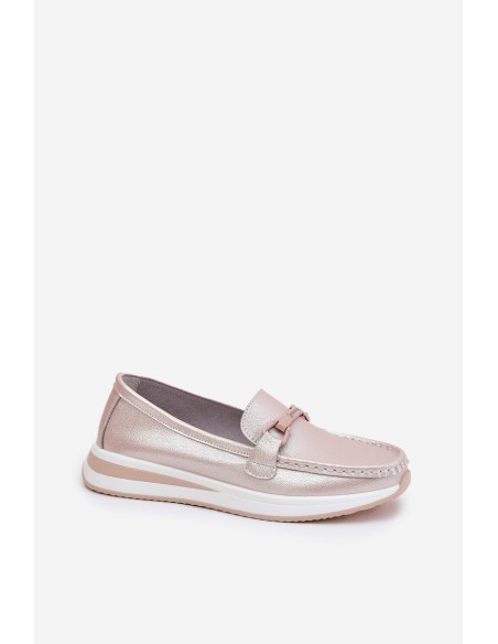 Women's Leather Moccasins S.Barski GR51-598 Pearl Pink