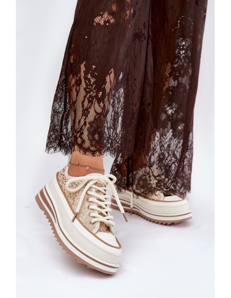 Womens Sneakers On Massive Platform S.Barski BF51-101 Beige
