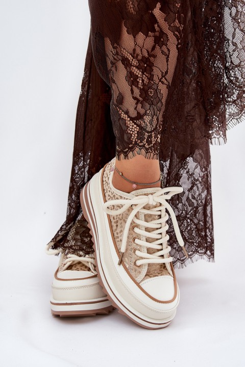 Womens Sneakers On Massive Platform S.Barski BF51-101 Beige