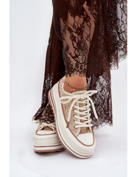 Womens Sneakers On Massive Platform S.Barski BF51-101 Beige