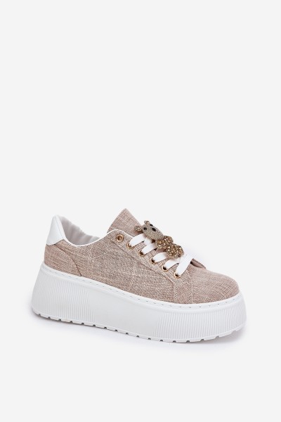 Platform Sneakers With Bear Print S.Barski BF51-014 Beige 2