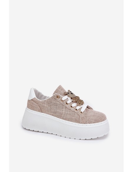 Platform Sneakers With Bear Print S.Barski BF51-014 Beige
