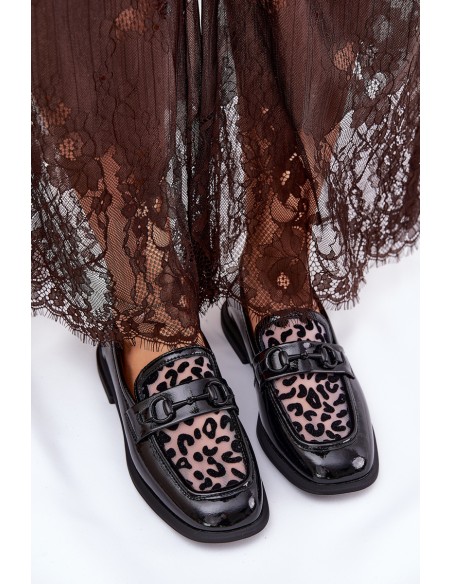 Leather Patent Moccasins With Mesh Black Vinceza 31931