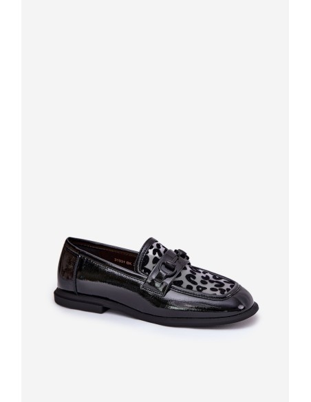 Leather Patent Moccasins With Mesh Black Vinceza 31931