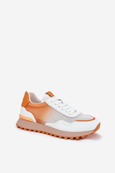 Leather Sports Shoes With Mesh Ladies Vinceza 66775 Orange 2