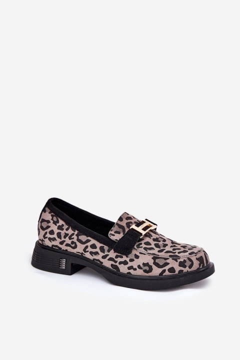 Leather Patent Loafers Leopard Vinceza 66790 Black