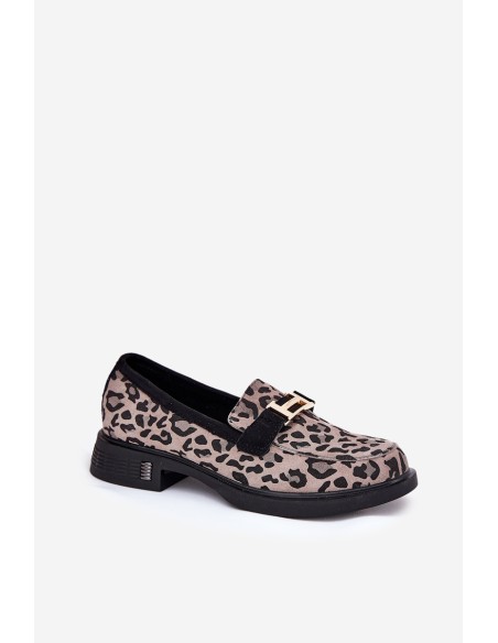 Leather Patent Loafers Leopard Vinceza 66790 Black