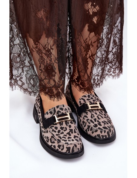 Leather Patent Loafers Leopard Vinceza 66790 Black