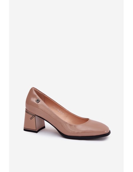 Leather Patent Heels On A Heel Vinceza 91130 Beige