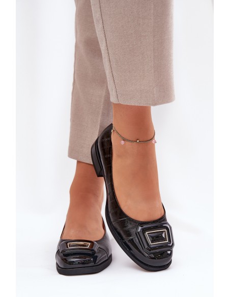 Leather Ballerinas With Decoration D&A MK51-059 Black