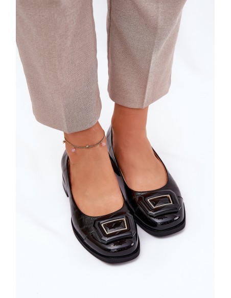 Leather Ballerinas With Decoration D&A MK51-059 Black