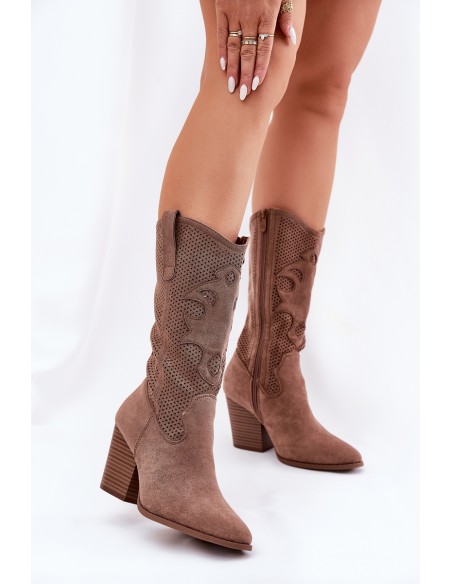 Breathable Cowboy Boots On Heels S.Barski HY51-606 Brown
