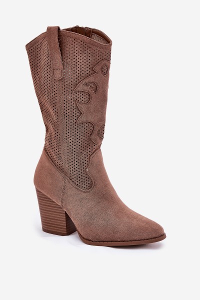 Breathable Cowboy Boots On Heels S.Barski HY51-606 Brown 2