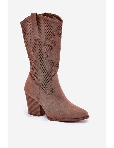 Breathable Cowboy Boots On Heels S.Barski HY51-606 Brown