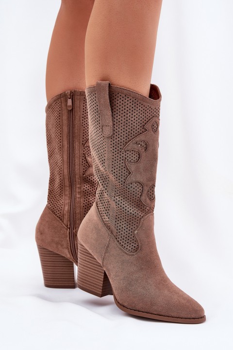 Breathable Cowboy Boots On Heels S.Barski HY51-606 Brown