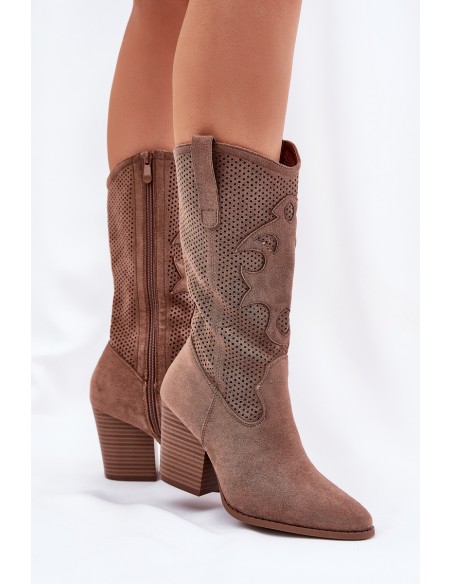 Breathable Cowboy Boots On Heels S.Barski HY51-606 Brown