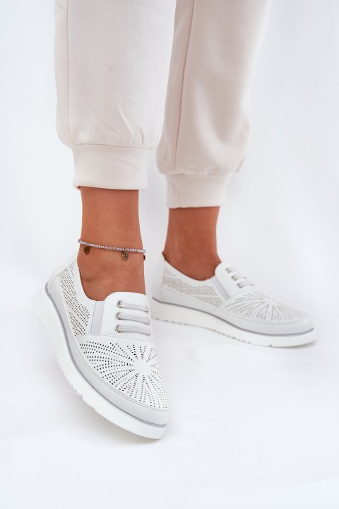Women's Slip-On Lace-Up Shoes White Azethia