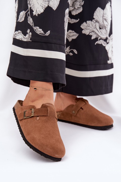 Suede Clogs Women's With Buckle Big Star RR274A387 Brown