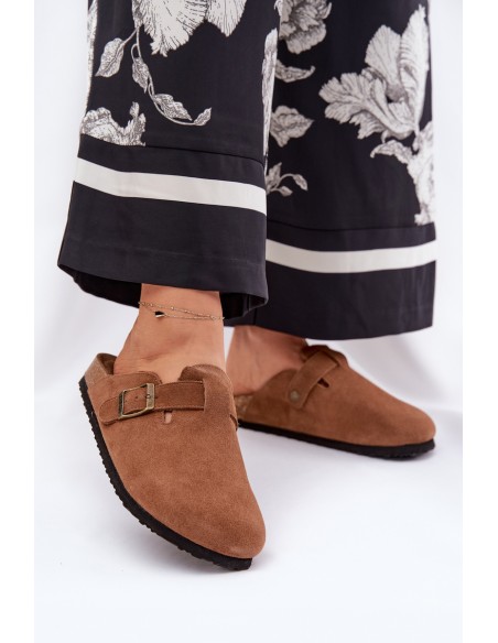 Suede Clogs Women's With Buckle Big Star RR274A387 Brown
