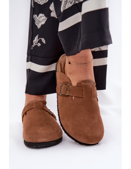 Suede Clogs Women's With Buckle Big Star RR274A387 Brown