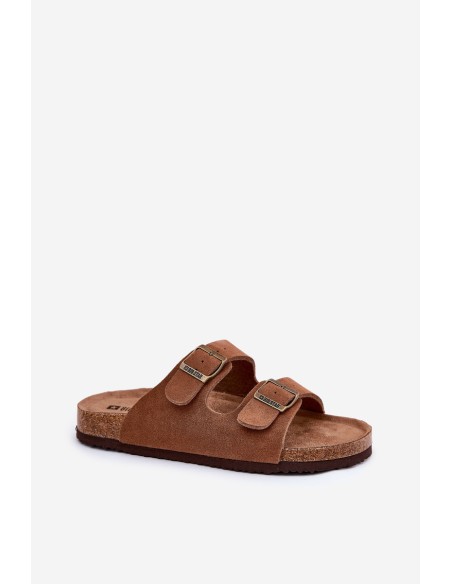 Suede Women's Slippers With Buckles Big Star RR274A394 Brown