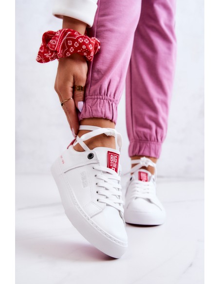 Leather Sneakers Big Star JJ274212 White and Red