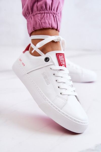 Leather Sneakers Big Star JJ274212 White and Red 2