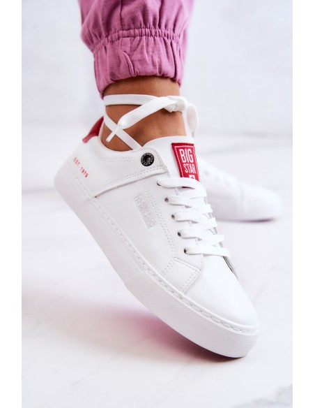 Leather Sneakers Big Star JJ274212 White and Red
