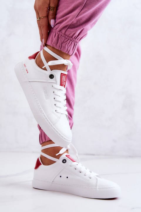 Leather Sneakers Big Star JJ274212 White and Red