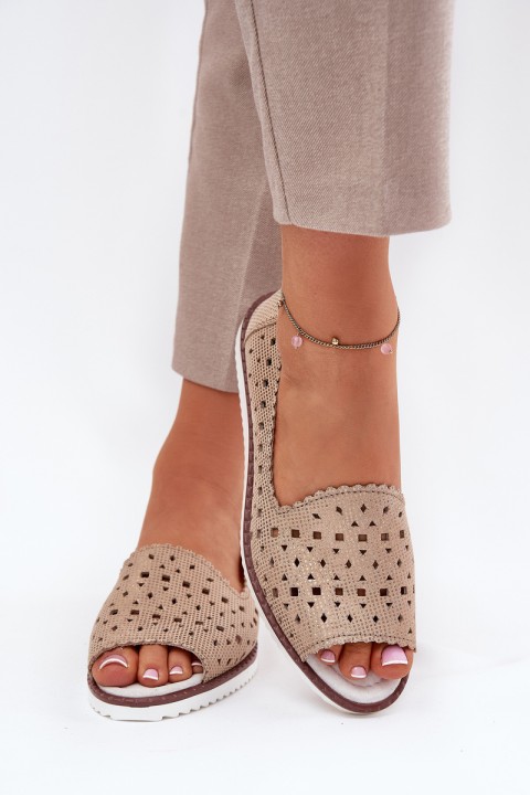 Odinės perforuotos balerinos atvirais pirštais