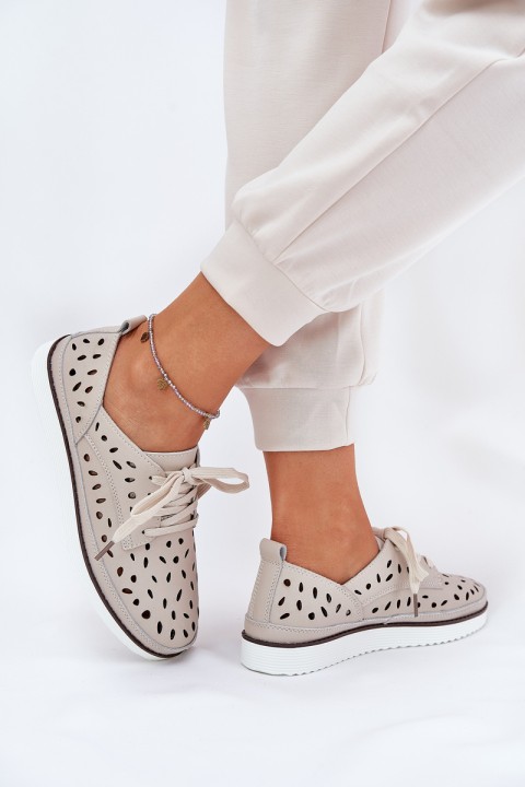 Ladies Leather Shoes S.Barski LR51-610 Beige