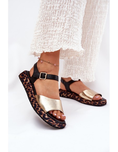 Leather Elegant Women's Sandals S.Barski GR51-603 Gold