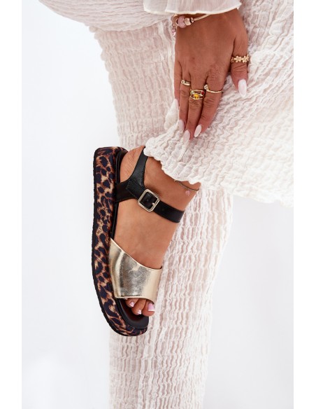 Leather Elegant Women's Sandals S.Barski GR51-603 Gold