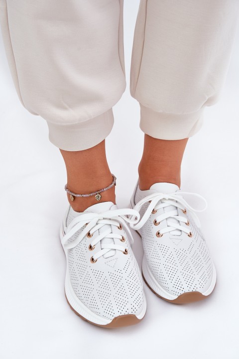 Leather Lightweight Women's Shoes Artiker 54C1758 White