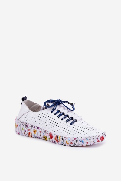 Leather Brogues On Patterned Platform Artiker 52C1713 White-Navy 2