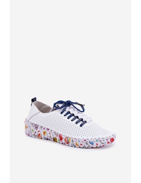 Leather Brogues On Patterned Platform Artiker 52C1713 White-Navy