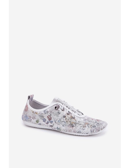 Ladies Leather Shoes Made Of Natural Leather Patterned Artiker 56C2688 White