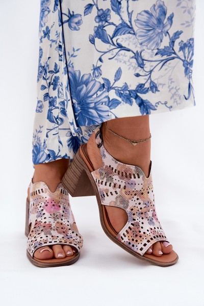 Cutout Women's Sandals On Heel Multicolor Tosine