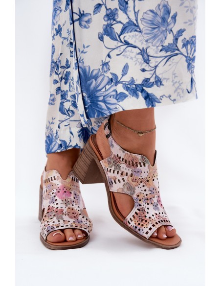Cutout Women's Sandals On Heel Multicolor Tosine