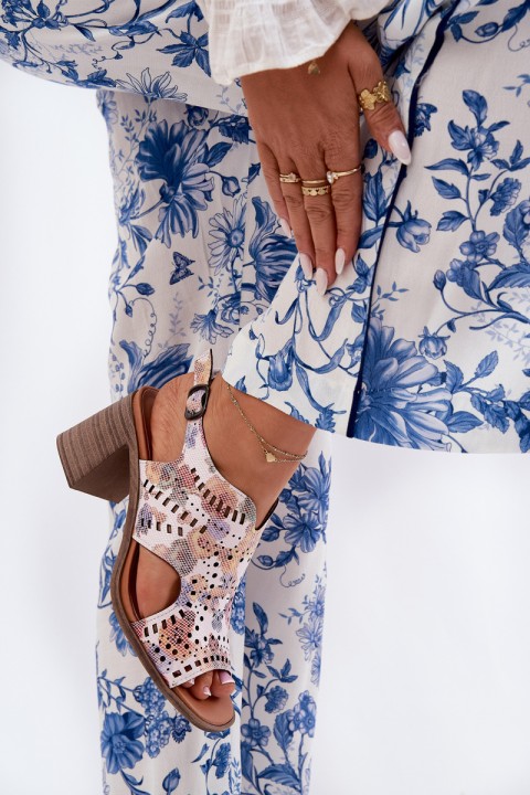 Cutout Women's Sandals On Heel Multicolor Tosine