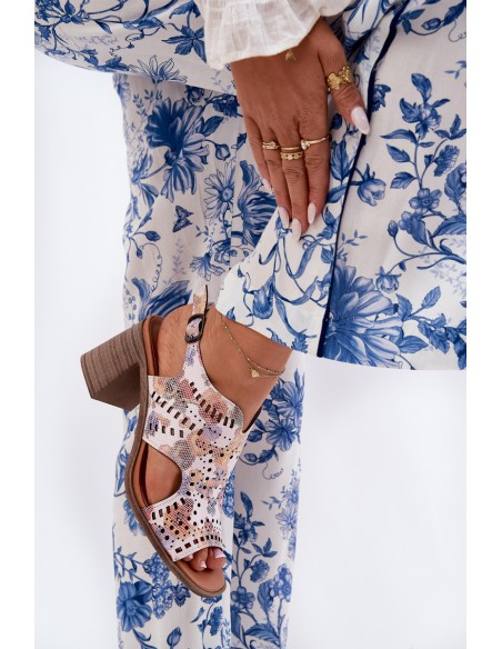 Cutout Women's Sandals On Heel Multicolor Tosine