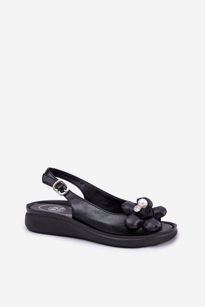 Ladies Sandals With Decorative Flower Black Divonne 2