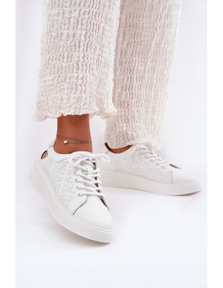 Women's Leather Sneakers On Platform Vinceza 88018 White