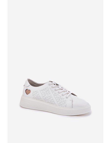 Women's Leather Sneakers On Platform Vinceza 88018 White