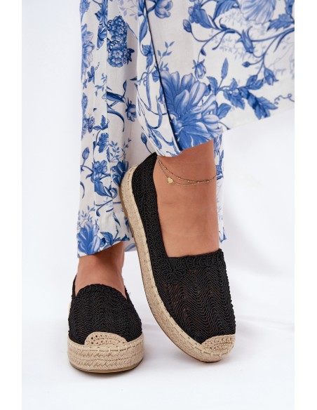 Ladies Platform Espadrilles Vinceza 17392 Black