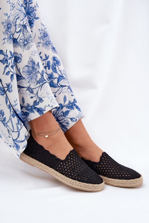 Women Espadrilles With Braiding Vinceza 13625 Black