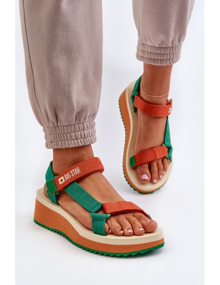 Women's Platform and Wedge Sandals Big Star NN274A053 Green-Orange
