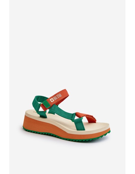 Women's Platform and Wedge Sandals Big Star NN274A053 Green-Orange